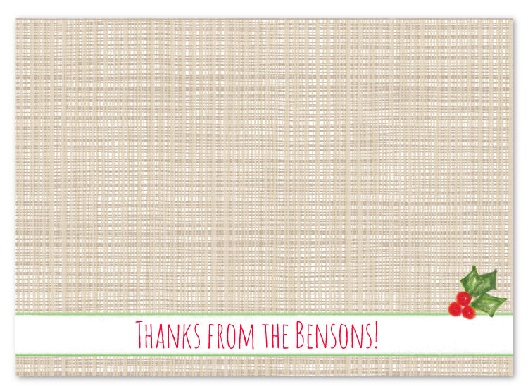Burlap and Holly Stationery