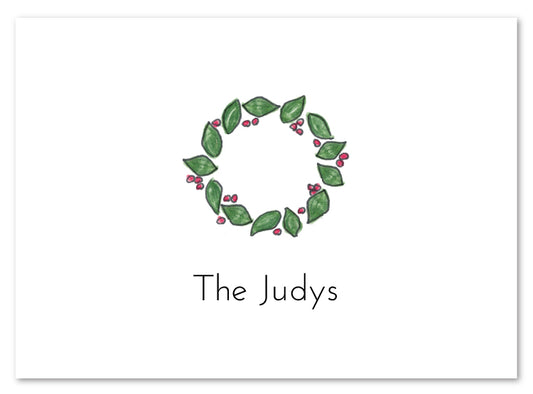 Christmas Leaves Wreath Stationery