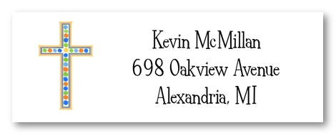 Colorful Blue Cross Address Label