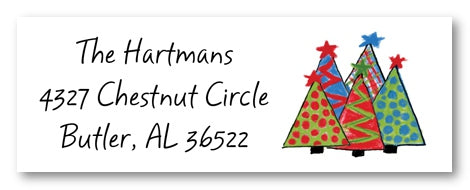 Colorful Christmas Trees Address Labels