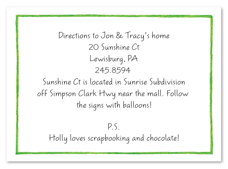 Green Line Border Flat Card