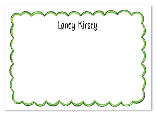 Green Scallop Border Flat Card