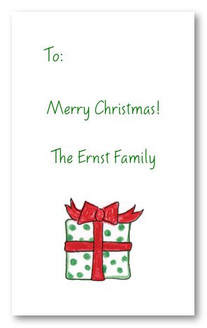 Green & Red Gift Personal Calling Cards - Vertical Design
