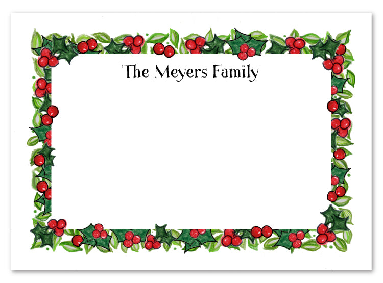 Holly and Berry Border Flat Cards