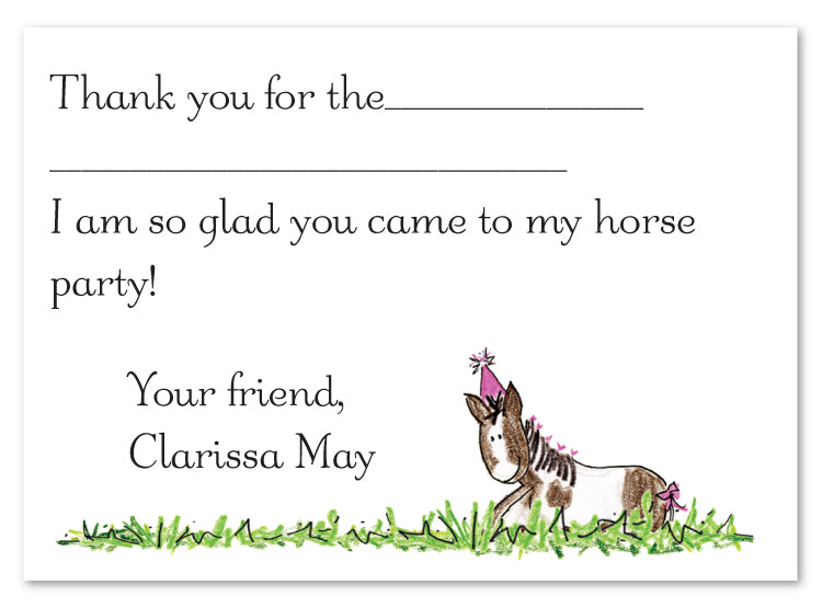 Horse Birthday Party Flat Card AmyAdele Com