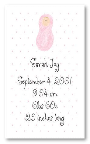 Newborn Girl Calling Cards - Vertical Design