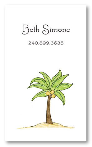 Palm Tree Calling Cards - Vertical Design
