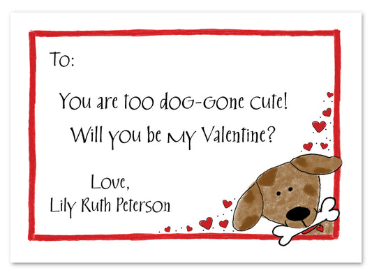 Peeking Valentine Dog Flat Notecard
