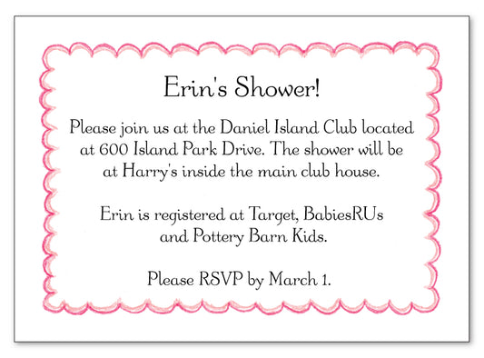 Pink Scallop Border Flat Card