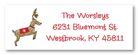 Prancing Rudolf Address Labels