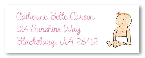 Sitting Baby Girl Address Labels