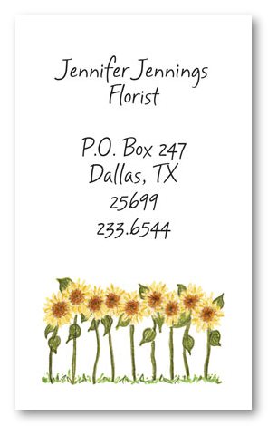 Sunflowers Personal Calling Cards - Vertical Design