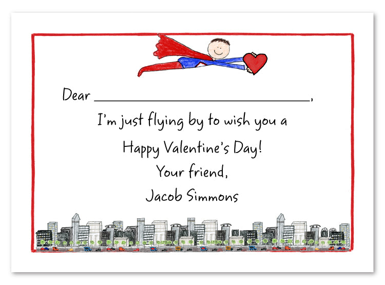 Superhero Valentine Flat Notecard