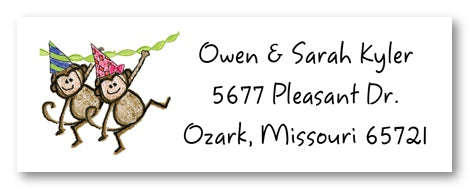 Two Monkeys Birthday Party Address Labels