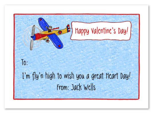 Valentine Airplane Flat Notecard