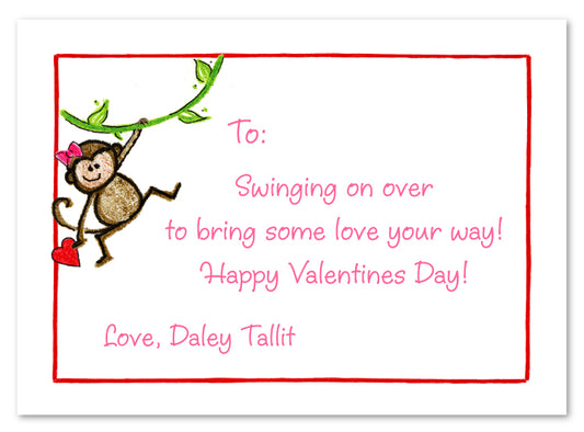 Valentine Girl Monkey Flat Card