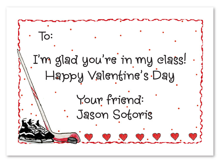 Valentine Ice Hockey Flat Cards