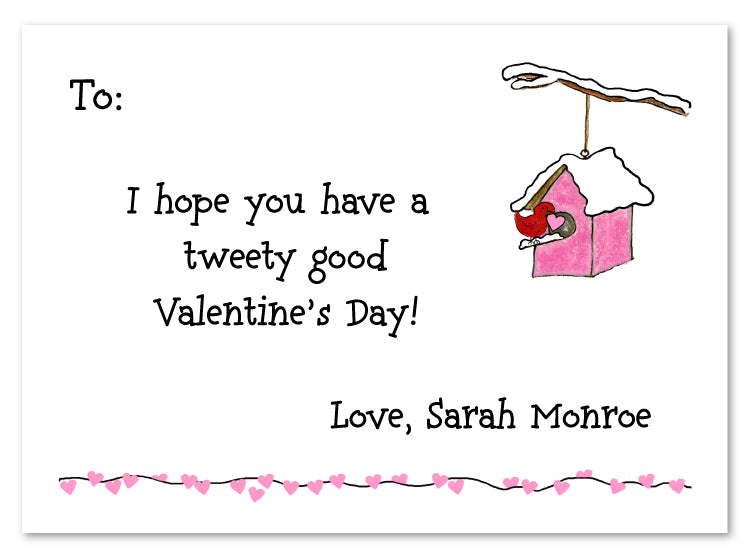 Valentine Snowy Bird House Flat Cards