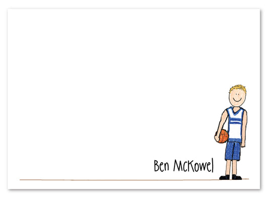 Blonde Basketball Boy Flat Note Card