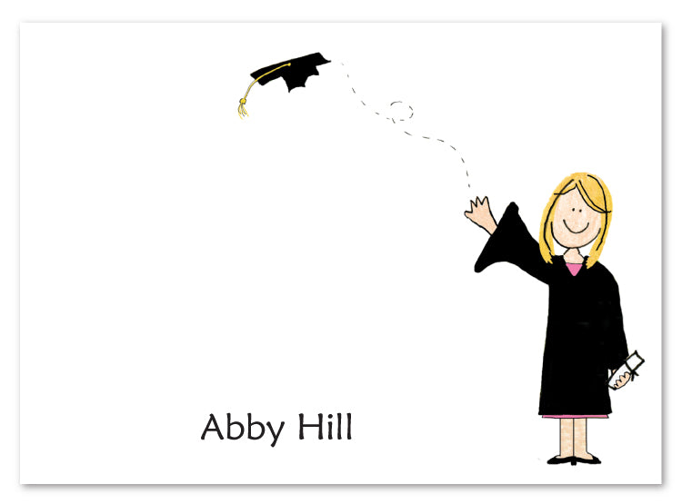 Blonde Girl Graduation Stationery