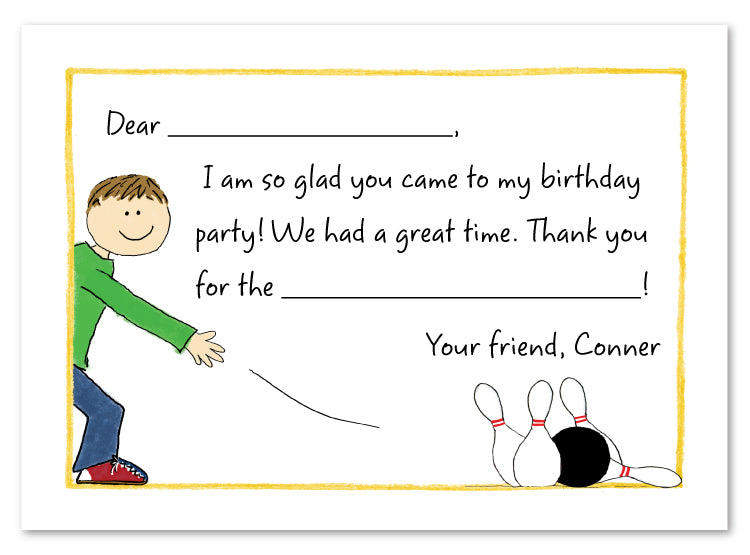 Boys Bowling Flat Notecard
