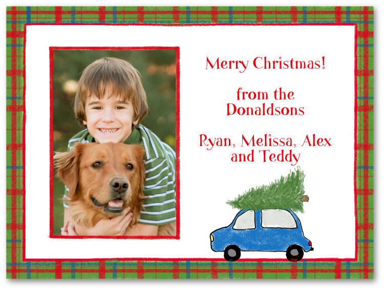 Car With Christmas Tree Photo Card