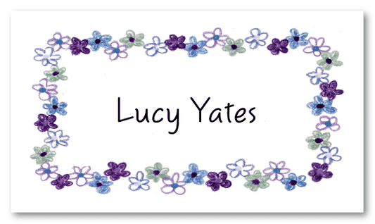 Lucy's Purple Border Calling Card Design