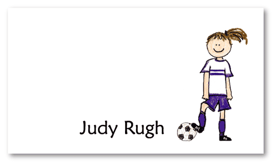 Brunette Soccer Girl Personal Calling Cards