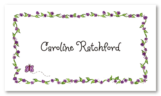 Caroline Purple Border Calling Cards