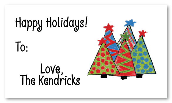 Colorful Christmas Trees Calling Cards