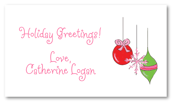 Pink Christmas Ornaments Calling Card