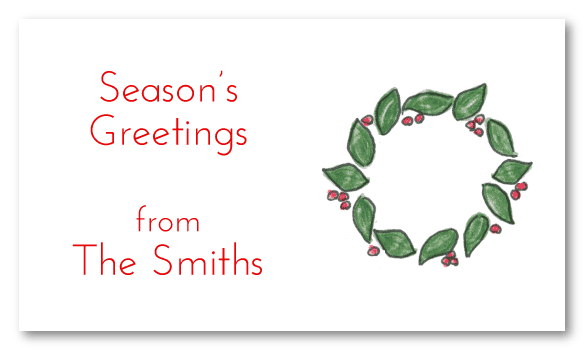 Christmas Leaves Wreath Calling Cards