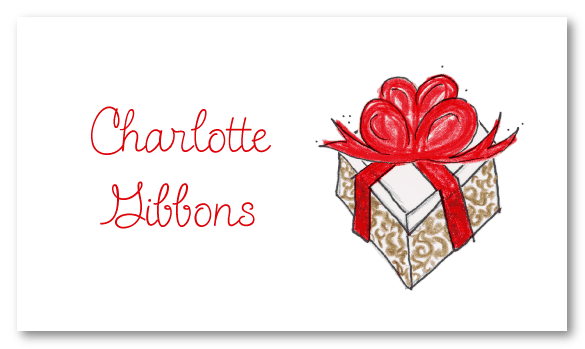 Brown Gift With Red Bow Calling Cards