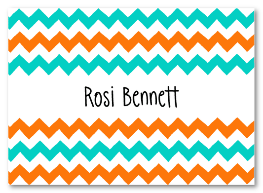 Orange and Aqua Chevron Stationery