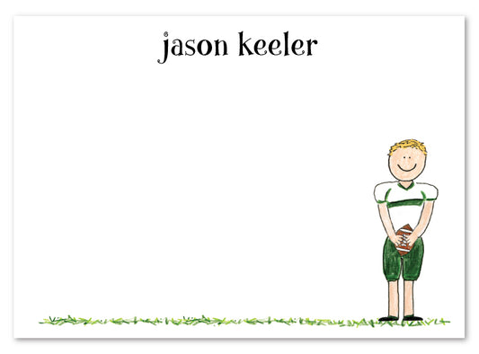 Blonde Football Boy Flat Note Card