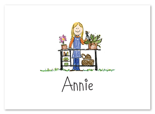 Blonde Gardening Girl Stationery