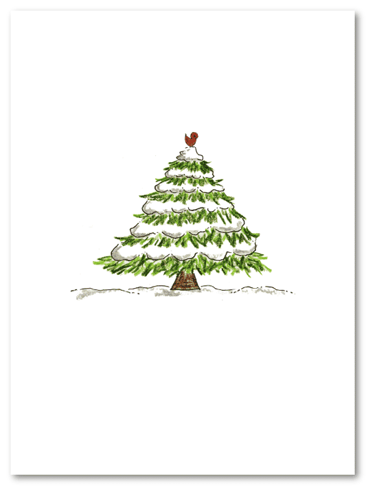 Snowy Tree  Personalized Christmas Card