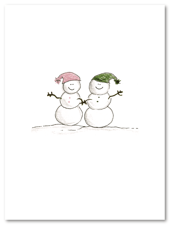 Snowmen Couple  Personalized Christmas Card