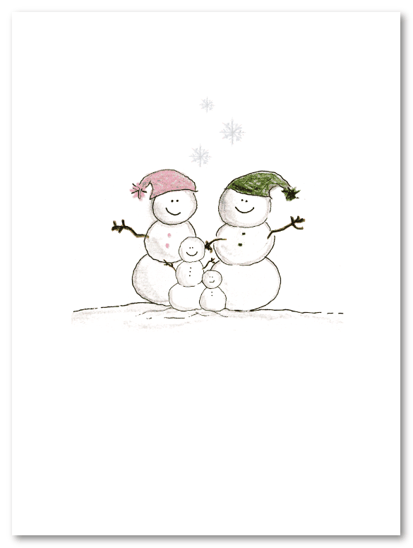 Snowmen Family Of 4  Personalized Christmas Card