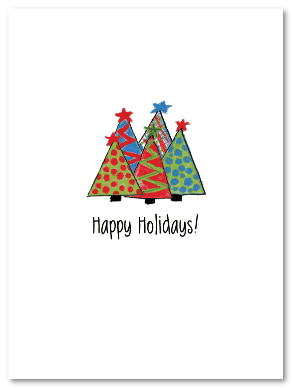 Colorful Christmas Trees Personalized Christmas Cards