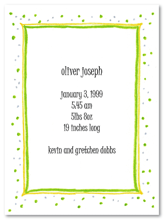 Green Speckled Border Party Invitations