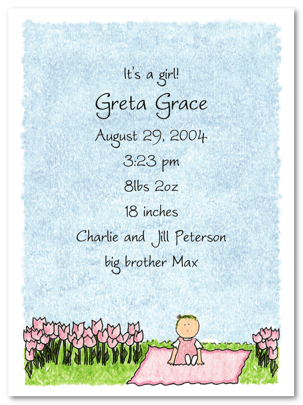 Garden Baby Girl Party Invitations