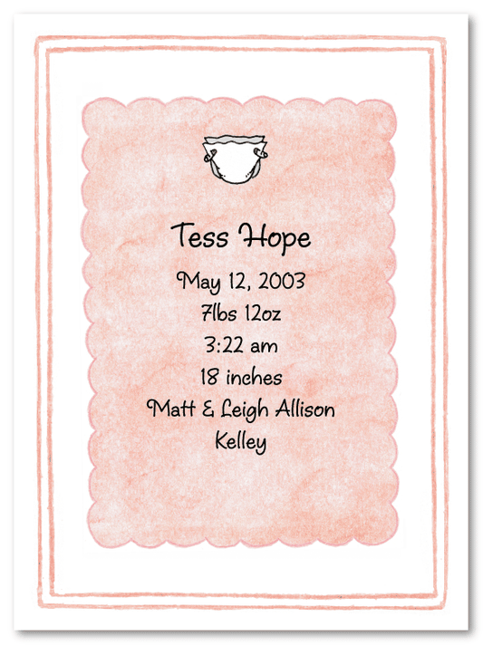 Girl's Diaper Birth Announcements