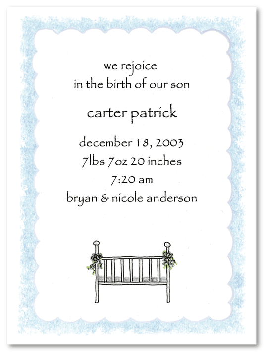 Blue Bassinet Baby Shower Invites