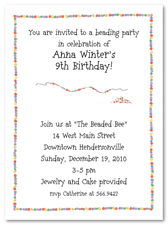 Beading Party Invitations
