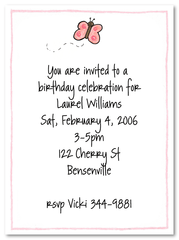Kate's Pink Butterfly Invitations
