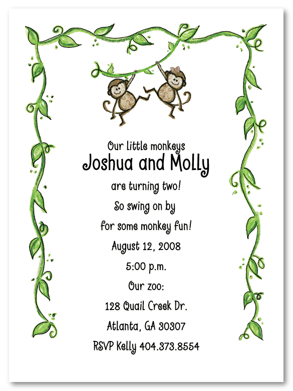 Two Monkeys Invitations