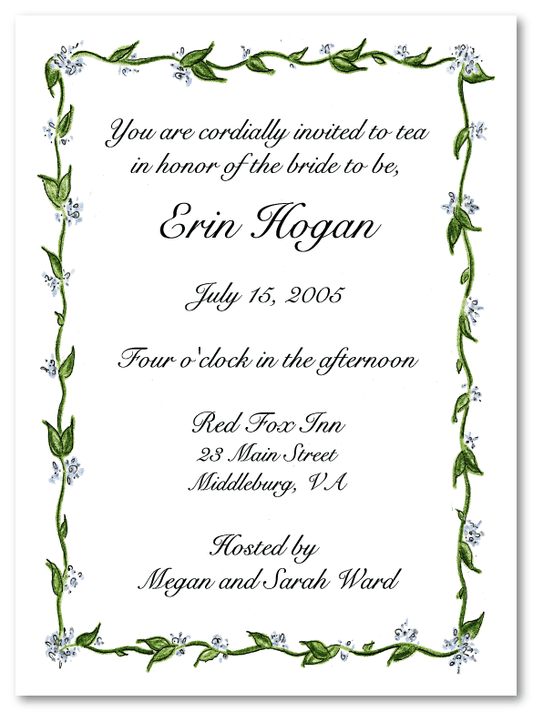 Blue Vine Border Invitations