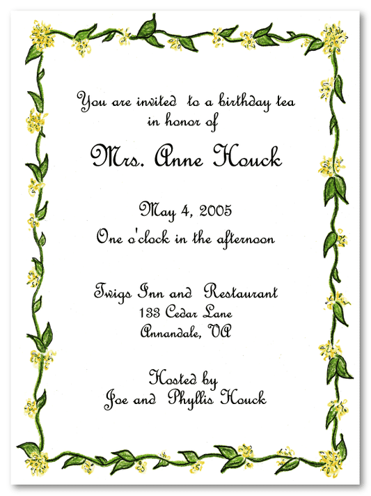 Yellow Vine Border Invitations