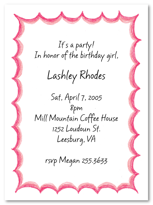 Pink Flare Border Invitations